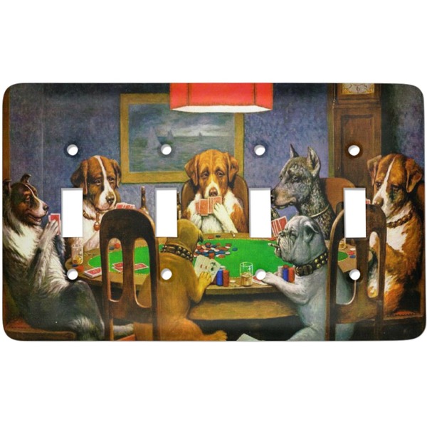 Custom Dogs Playing Poker by C.M.Coolidge Light Switch Cover (4 Toggle Plate)