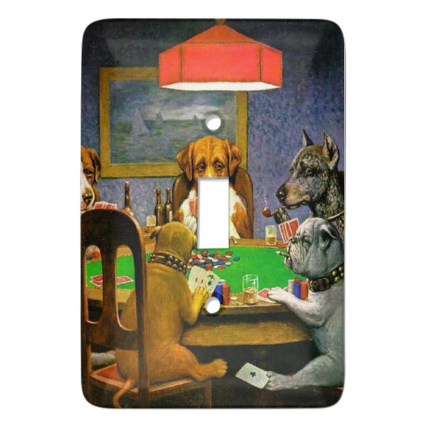 Custom Dogs Playing Poker by C.M.Coolidge Light Switch Cover