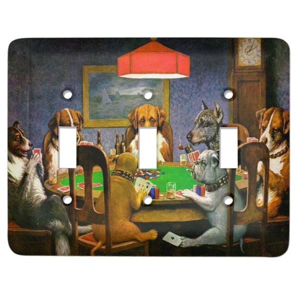 Custom Dogs Playing Poker by C.M.Coolidge Light Switch Cover (3 Toggle Plate)