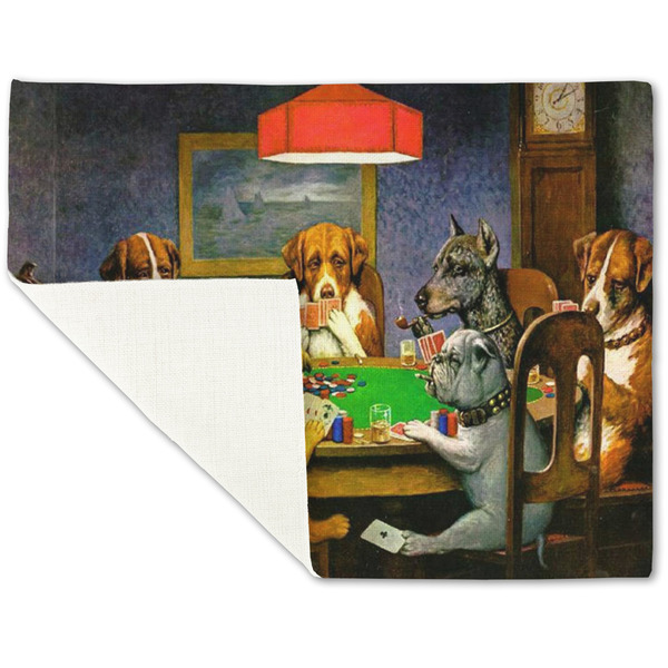 Dogs Playing Poker by C.M.Coolidge Linen Placemat - Folded Corner (single side)