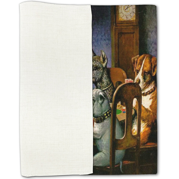 Dogs Playing Poker by C.M.Coolidge Linen Placemat - Folded Half