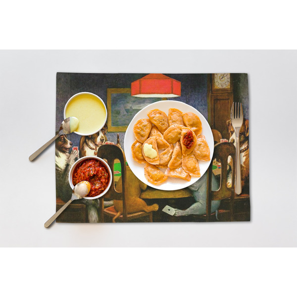 Dogs Playing Poker by C.M.Coolidge Linen Placemat - Lifestyle (single)