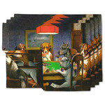 Dogs Playing Poker by C.M.Coolidge Double-Sided Linen Placemat - Set of 4