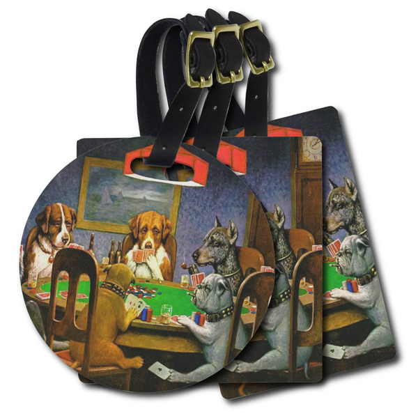 Custom Dogs Playing Poker by C.M.Coolidge Plastic Luggage Tag
