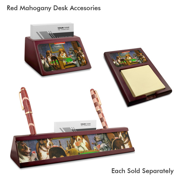 Dogs Playing Poker by C.M.Coolidge Mahogany Desk Accessories