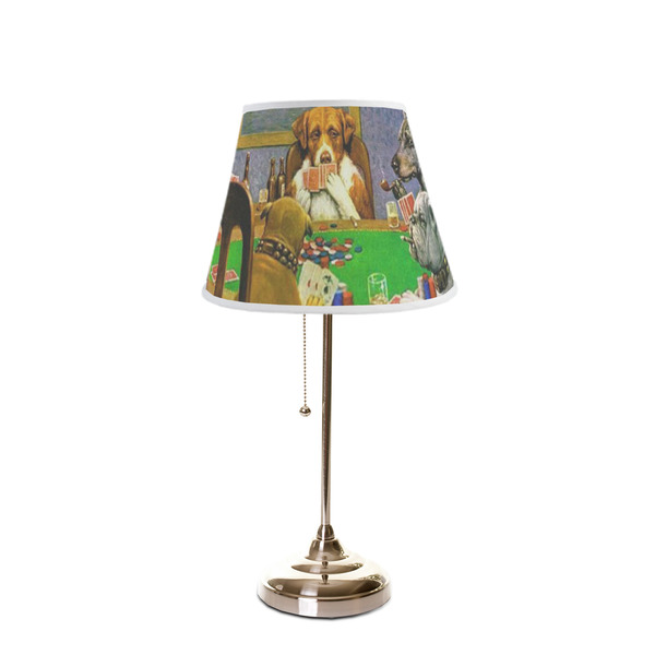 Dogs Playing Poker by C.M.Coolidge Poly Film Empire Lampshade - On Stand