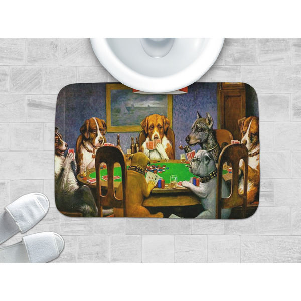 Dogs Playing Poker by C.M.Coolidge Memory Foam Bath Mat - LIFESTYLE 34x21