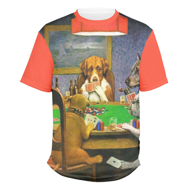 Custom Dogs Playing Poker by C.M.Coolidge Men's Crew T-Shirt - 2X Large