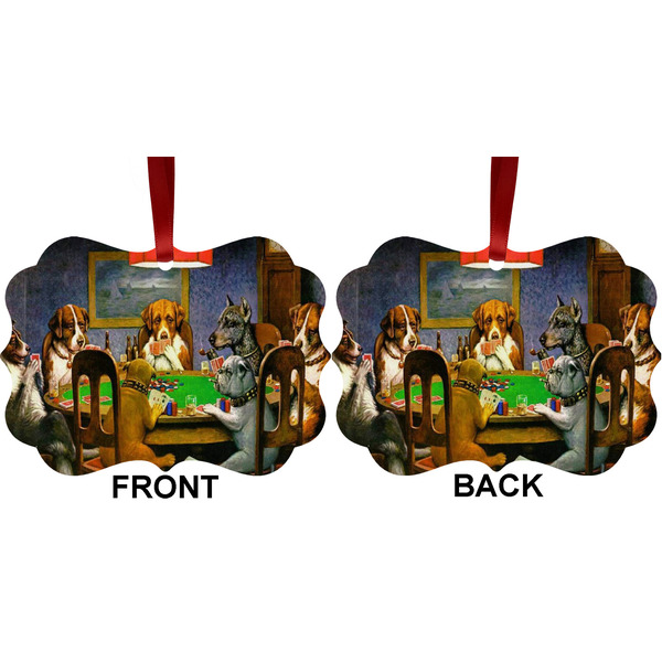 Dogs Playing Poker by C.M.Coolidge Metal Benilux Ornament - Front and Back (APPROVAL)