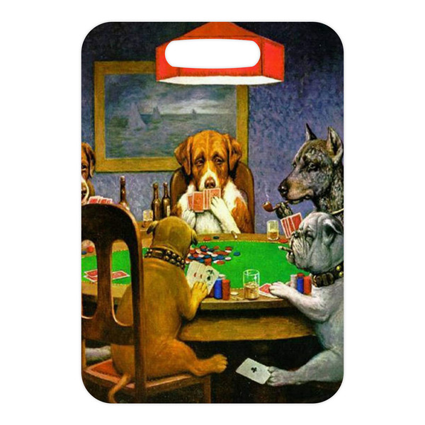Dogs Playing Poker by C.M.Coolidge Metal Luggage Tag - Front Without Strap