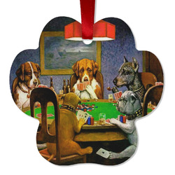 Dogs Playing Poker by C.M.Coolidge Metal Paw Ornament - Double Sided