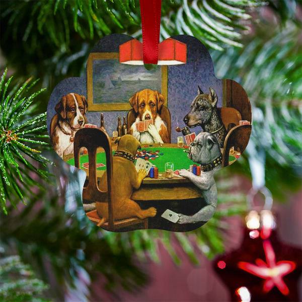 Dogs Playing Poker by C.M.Coolidge Metal Paw Ornament - Lifestyle