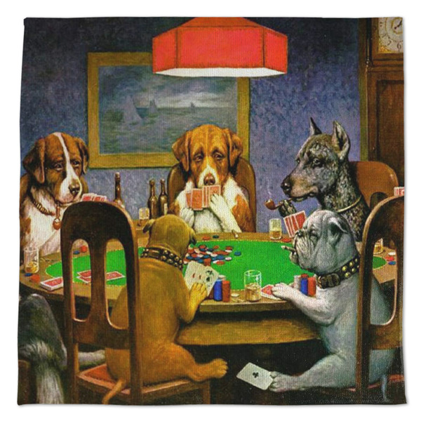 Dogs Playing Poker by C.M.Coolidge Microfiber Dish Rag - APPROVAL