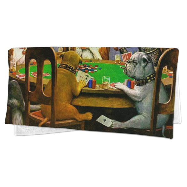 Dogs Playing Poker by C.M.Coolidge Microfiber Dish Rag - FOLDED (half)