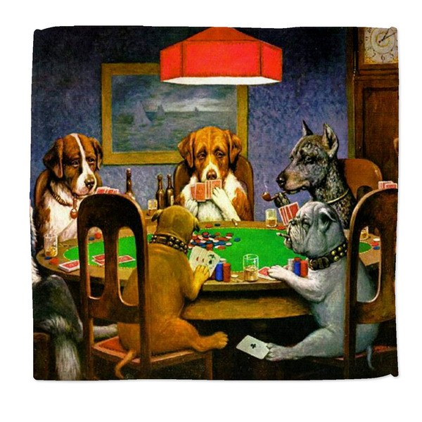 Custom Dogs Playing Poker by C.M.Coolidge Microfiber Dish Rag