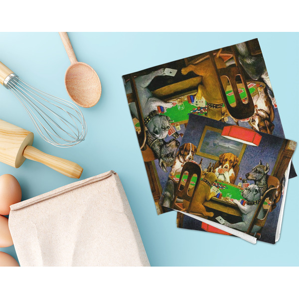 Dogs Playing Poker by C.M.Coolidge Microfiber Dish Rag - LIFESTYLE