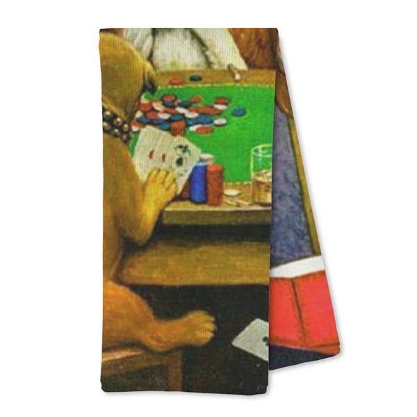 Custom Dogs Playing Poker by C.M.Coolidge Kitchen Towel - Microfiber