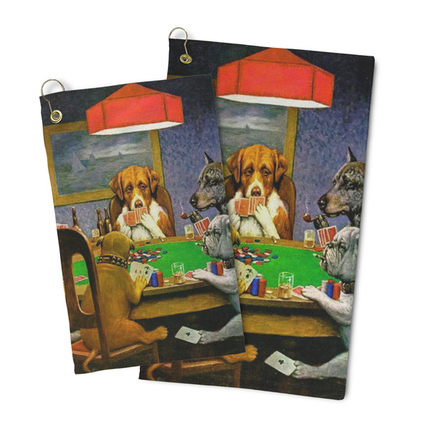 Dogs Playing Poker by C.M.Coolidge Microfiber Golf Towel - PARENT/MAIN