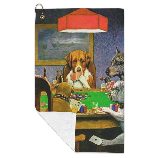Dogs Playing Poker by C.M.Coolidge Microfiber Golf Towels - FOLD