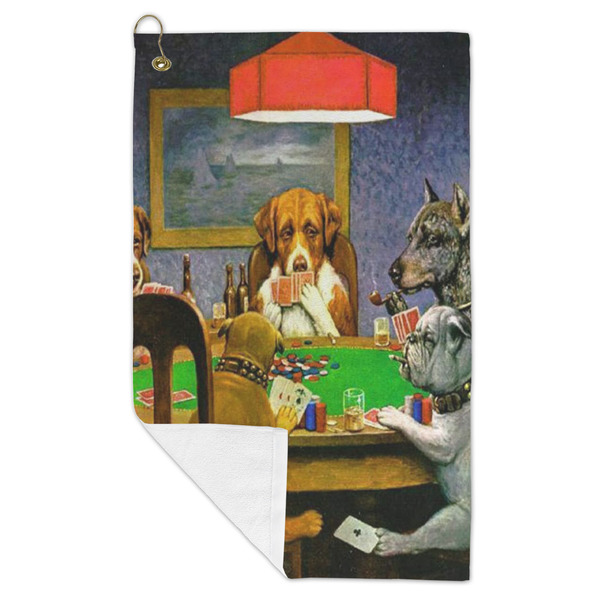 Dogs Playing Poker by C.M.Coolidge Microfiber Golf Towels - FOLD