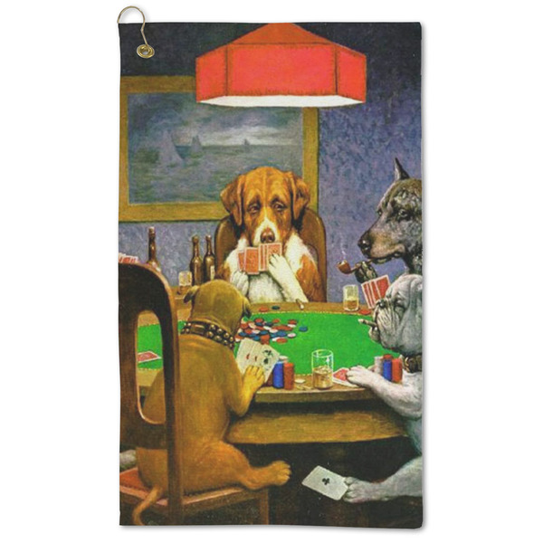 Custom Dogs Playing Poker by C.M.Coolidge Microfiber Golf Towel - Large