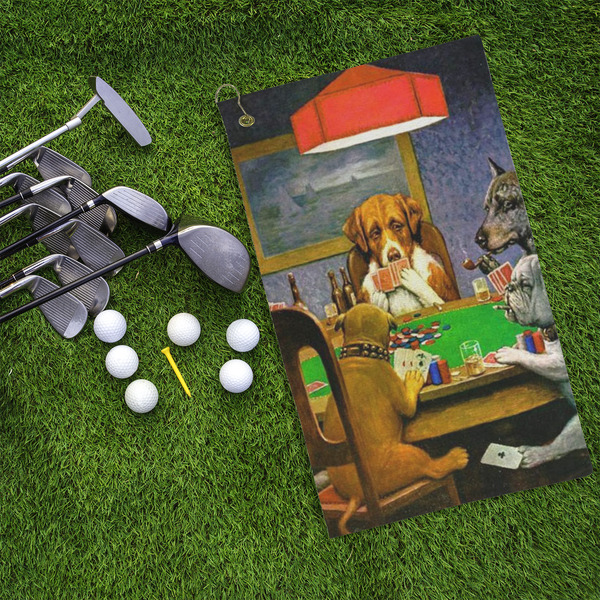 Dogs Playing Poker by C.M.Coolidge Microfiber Golf Towels - LIFESTYLE