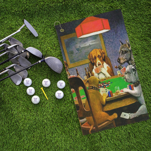Dogs Playing Poker by C.M.Coolidge Microfiber Golf Towels - LIFESTYLE