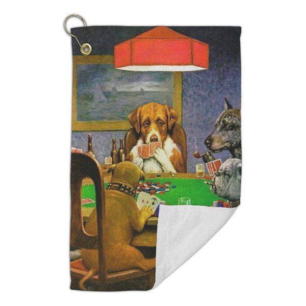 Dogs Playing Poker by C.M.Coolidge Microfiber Golf Towels Small - FRONT FOLDED