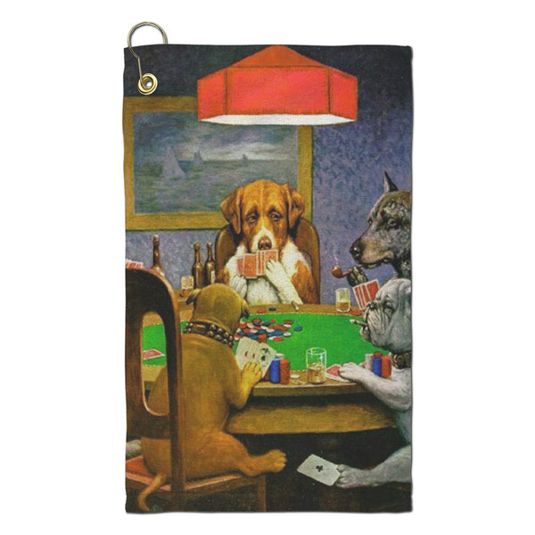 Custom Dogs Playing Poker by C.M.Coolidge Microfiber Golf Towel - Small
