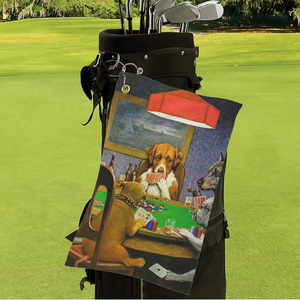 Dogs Playing Poker by C.M.Coolidge Microfiber Golf Towels - Small - LIFESTYLE