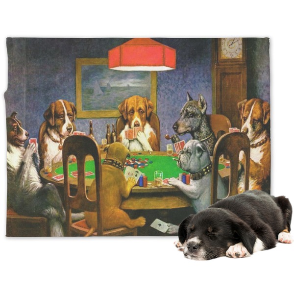 Custom Dogs Playing Poker by C.M.Coolidge Dog Blanket - Regular