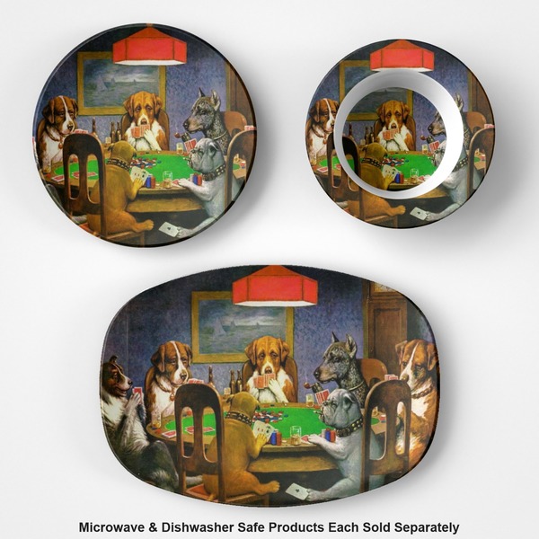 Dogs Playing Poker by C.M.Coolidge Microwave & Dishwasher Safe CP Plastic Dishware - Group