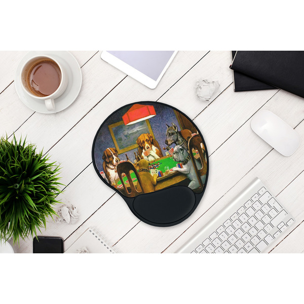 Dogs Playing Poker by C.M.Coolidge Mouse Pad with Wrist Rest - LIFESYTLE 1