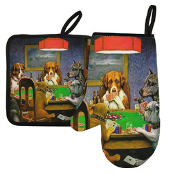 Dogs Playing Poker by C.M.Coolidge Left Oven Mitt & Pot Holder Set