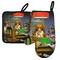Dogs Playing Poker by C.M.Coolidge Neoprene Oven Mitt and Pot Holder Set - Left