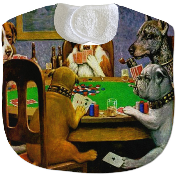 Custom Dogs Playing Poker by C.M.Coolidge Velour Baby Bib
