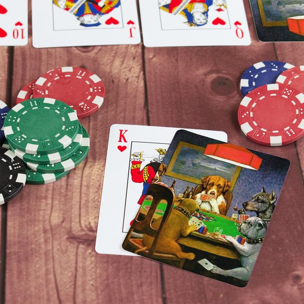 Dogs Playing Poker by C.M.Coolidge On Table with Poker Chips
