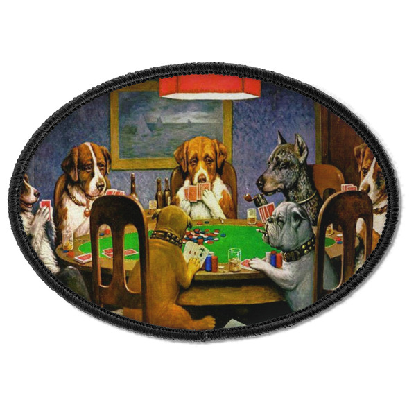 Custom Dogs Playing Poker by C.M.Coolidge Iron On Oval Patch