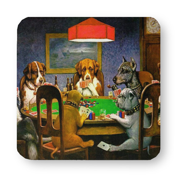 Dogs Playing Poker by C.M.Coolidge Paper Coasters - Approval