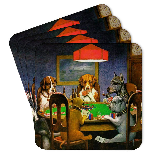 Custom Dogs Playing Poker by C.M.Coolidge Paper Coasters