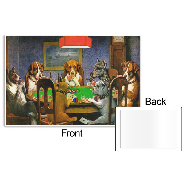 Dogs Playing Poker by C.M.Coolidge Disposable Paper Placemat - Front & Back