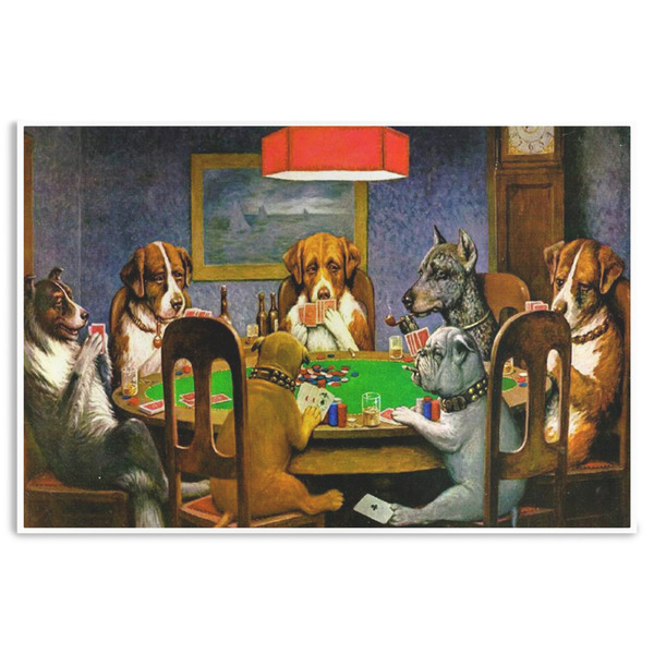 Custom Dogs Playing Poker by C.M.Coolidge Disposable Paper Placemats