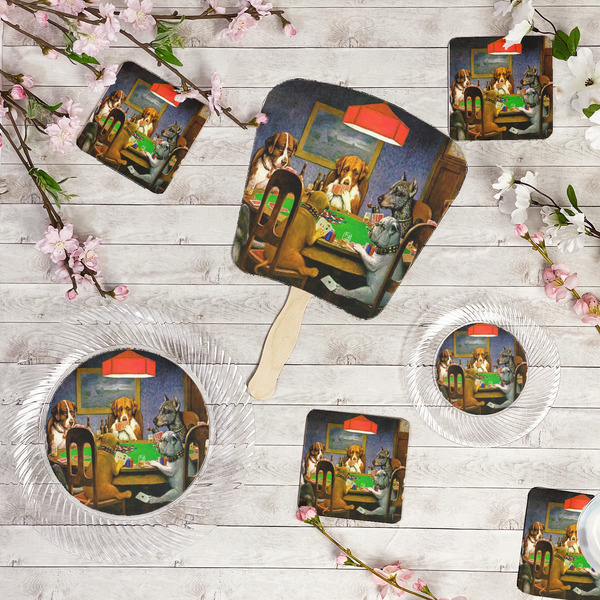 Dogs Playing Poker by C.M.Coolidge Party Supplies Combination Image - All items - Plates, Coasters, Fans