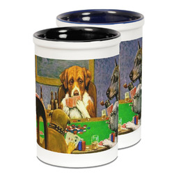 Dogs Playing Poker by C.M.Coolidge Ceramic Pencil Holder - Large