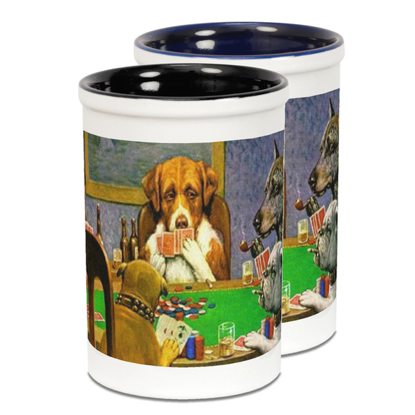 Custom Dogs Playing Poker by C.M.Coolidge Ceramic Pencil Holder - Large