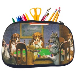 Dogs Playing Poker by C.M.Coolidge Neoprene Pencil Case - Medium