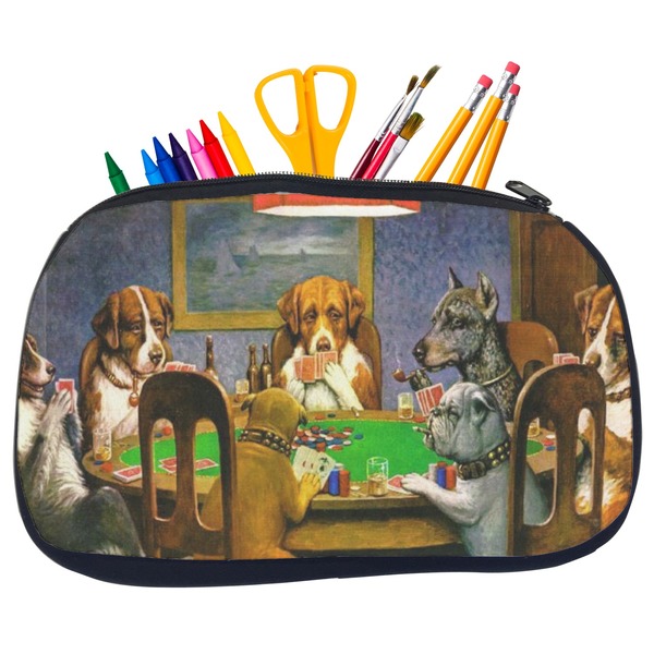 Custom Dogs Playing Poker by C.M.Coolidge Neoprene Pencil Case - Medium
