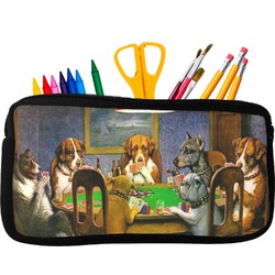 Dogs Playing Poker by C.M.Coolidge Neoprene Pencil Case - Small