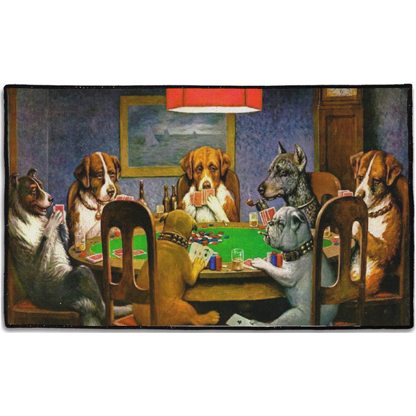 Custom Dogs Playing Poker by C.M.Coolidge Door Mat - 60"x36"