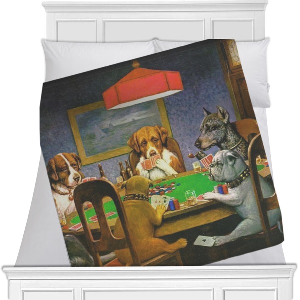 Custom Dogs Playing Poker by C.M.Coolidge Minky Blanket - Toddler / Throw - 60"x50" - Double Sided